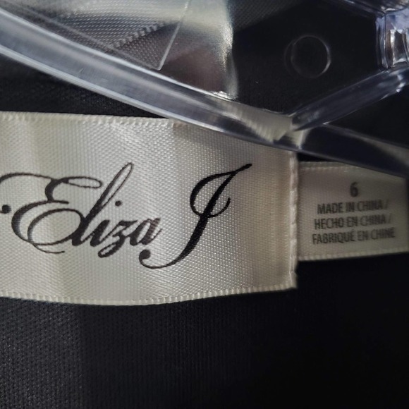 Eliza J Long Sleeve Tuxedo Gown In Black Size 6 NEW WITH TAGS - Picture 6 of 7